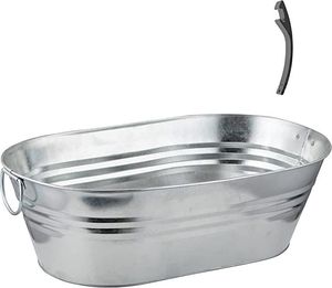 Large metal party tub for outdoor celebrations and backyard gatherings filled with <b>ice</b> and cold <b>drinks</b> - Product Image 1