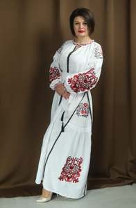 Robe ethnique folklorique de style bohème brodée ukrainienne pour femmes avec robe ample géométrique très élégante brodée à la main - Product Image 4