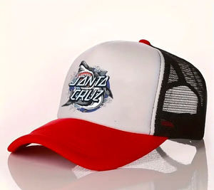 Casquette de camionneur unisexe imprimée requin, respirante, en maille polyester, fermeture à bascule réglable, chapeau de soleil en sergé à 5 panneaux, Y2K, à la mode pour l'extérieur - Product Image 2