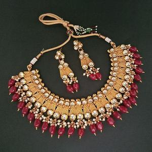 Véritable création Kundan Pierre et cuivre Fine Jewelry Collier Set FBB0131C - Product Image 1