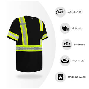 T-shirt respirant réfléchissant haute visibilité Chemise de sécurité à manches courtes en polyester pour la construction d'entrepôts de travail-Classe 3 - Product Image 5