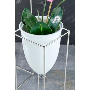 Vaso con piedi grande 2 pezzi Color argento, vaso di fiori
