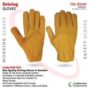Guantes de seguridad para el trabajo del conductor de la mejor calidad OEM Industrial Men's Fahrerhandschuhe con Wing Thumb Style Guantes de cuero sin forro - Product Image 6