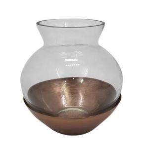 Offre spéciale Vase à fleurs en verre de table vert mat décoratif pour salon en laiton en acier inoxydable pour mur de sol - Product Image 3