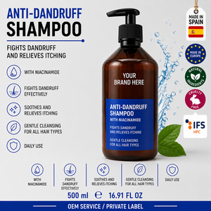 Champú Anticaspa de Marca Privada 500ml OEM |   Champú con Niacinamida para Control de Sebo y Alivio del Picor, para Cabello Graso |   España UE - Product Image 1