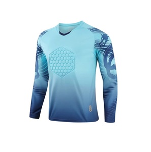 Ensembles de maillots de gardien de but de football à manches longues pour hommes, imprimés par transfert thermique, haute qualité, uniformes d'entraînement pour adultes, 100 % polyester - Product Image 1