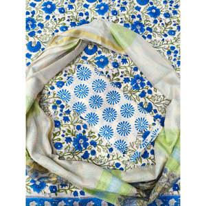 Salwar Kameez de Algodón Estampado a Mano con Diseño Floral Jaipuri y Dupatta Kota Doriya para Ropa Étnica - Product Image 1