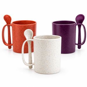 Trio de Vasos de Madera, Cáscara de Arroz y Fibra de Açaí - Vasos Sostenibles y Duraderos Libres de BPA de Brasil - Product Image 1