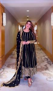 Vestido de trabajo de secuencia de bordado Georgette de imitación pesado de último diseñador por FabZone - Product Image 4