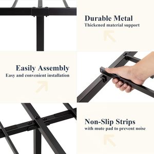 TRIHO THF-1572 โครงเตียงโลหะสีดําอเมริกันขนาดควีนไซส์พร้อมหัวเตียงและหัวเตียงแพลตฟอร์มเดียว - Product Image 5