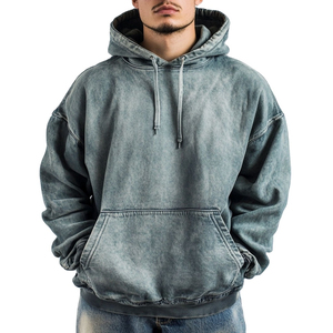 Nouveau gros Logo personnalisé hommes sweats à capuche pull surdimensionné bonne qualité 100% coton tissu acide lavage à capuche pour hommes meilleur prix - Product Image 3