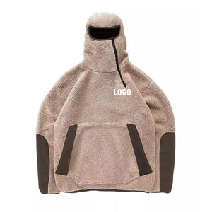 เสื้อฮู้ดดี้เชอร์ปาแบบมีซิปครึ่งตัว ดีไซน์ใหม่สำหรับฤดูหนาว สไตล์สตรีทแวร์ ปกปิดใบหน้า ให้ความอบอุ่น แฟชั่นสำหรับผู้ชาย - Product Image 1