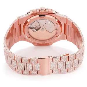 นาฬิกาอัตโนมัติสีโรสโกลด์แบบพรีเมี่ยมสำหรับ VVS Moissanite ประดับเพชรหรูหรากลไกการเคลื่อนไหวหรูหรานาฬิกา - Product Image 3