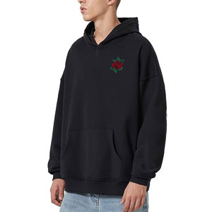 Proveedor de fábrica, sudaderas con capucha bordadas con parche para hombre, sudaderas de gran tamaño 100% de algodón para hombre, sudaderas con capucha bordadas personalizadas - Product Image 2