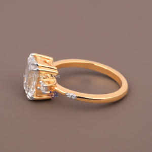 แหวนหมั้นเพชรเม็ดเดี่ยว2.55กะรัตสำหรับผู้หญิงแหวนเพชรโมอิส14KT สีเหลืองทอง - Product Image 5