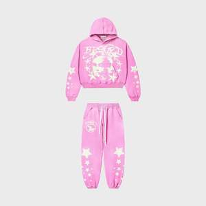 Ensembles deux pièces de couleur verte style Hip Hop polaire surdimensionné personnalisé pull à capuche cordon de serrage ceinture survêtement survêtements unisexe - Product Image 2