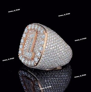 Bague numéro un en argent 925, sertie de diamants de moissanite, style pavé, bijoux de luxe tendance - Product Image 2