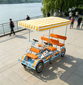 Four Person Tandem Bike Sightseeing <b>Bicycle</b> Touring Pedal Car with Sun Canopy - Product Image 4