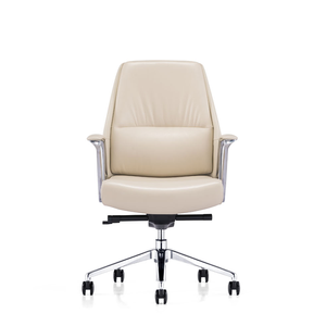 Silla de Oficina Moderna de Cuero Blanco con Respaldo Alto, Ergonómica y Ajustable, Asiento Ejecutivo - Product Image 1