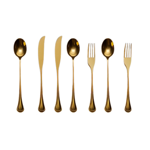 Juego de Cubiertos de acero inoxidable 304 chapado en oro de lujo real Vintage para bodas sostenible y elegante - Product Image 5