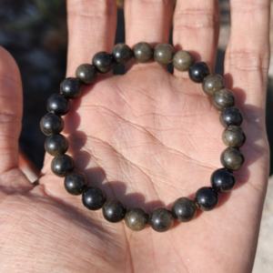 Wholesale Handmade 8MM 925 Silver Golden Black Obsidian Beaded Luxury <b>Adjustable</b> Freshwater Pearl <b>Bracelet</b> for Women's Gift - Product Image 1