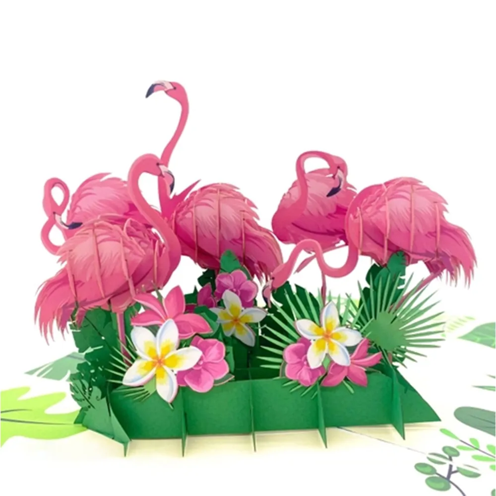 Лидер продаж, открытка с выдвижным Фламинго в 3D модели, используется для открыток с благодарностью или поздравительной открытки на день рождения, сделано во Вьетнаме