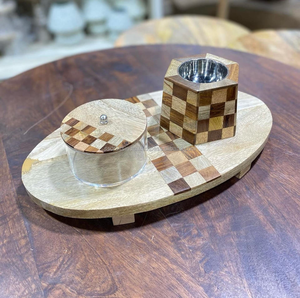 Quemador de Mubkhar con incrustaciones de hueso de lujo con bandeja Soporte de madera personalizado Bakhoor para decoración de eventos en el hogar Eid Mubarak Special - Product Image 3