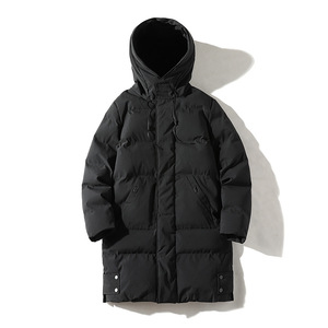 Veste mi-longue en coton d'hiver à col montant pour hommes, avec broderie de logo personnalisé OEM, veste transfrontalière à capuche ample - Product Image 6