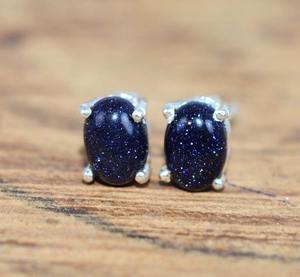 <b>Blue</b> Colour Sunstone Fashion <b>Earrings</b> June Birthstone 925 Sterling Silver Gemstone <b>Stud</b> <b>Earrings</b> Handmade Jewelry Gift for Her - Product Image 5