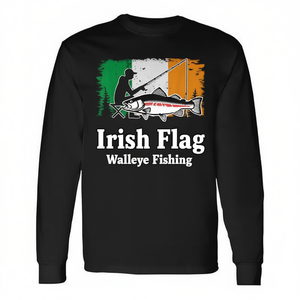 T-shirt à manches longues pour la pêche au brochet, drapeau irlandais, T-shirt promotionnel pour pêcheurs d'Irlande - Product Image 2