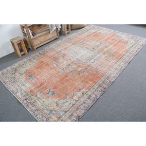 พรมวินเทจขนาด 5.7x9.8 ฟุต พรมตุรกีขนาดใหญ่ พรมขนสัตว์ลายจุดสีส้ม - Product Image 2