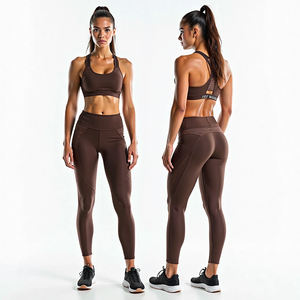 Conjunto Deportivo de Yoga Transpirable para Mujer, Otoño Invierno, Leggings y Sujetador sin Costuras, Cómodo, con Decoración de Patrones, Elegante - Product Image 4