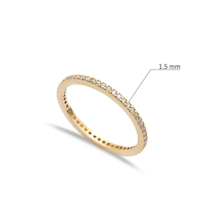 Anillo Elegante y Delgado con Diseño de Piedra de Circonio Cúbico Blanca, Hecho a Mano en Turquía, Joyería de Plata de Ley 925 al por Mayor - Product Image 3