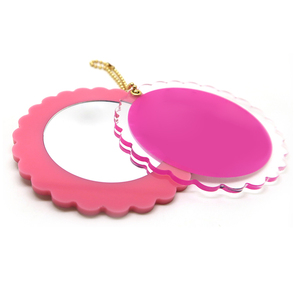 Logo personnalisé imprimé en gros mignon rond acrylique miroir compact à glissière - Product Image 2