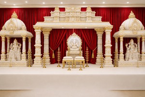 Glam Hindu Wedding Vidhi Mandap Decoration Best Golden Carved Wedding Mandap Norway Awesome Top Indian Wedding Royal Mandap USA - Product Image 6