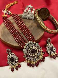 Ensemble oxydé traditionnel finition argent antique pour femmes bijoux en laiton de style ethnique pour les fêtes quotidiennes - Product Image 4