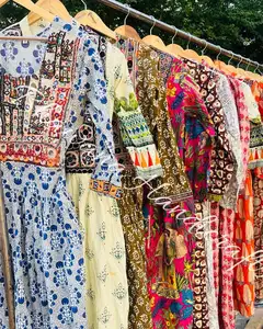 Block Printed Dress, Ajrakh Hippie Tunic Bohemian Top, Banjara Yoke Long Dress, Vintage Embroidery Dress, Vintage Handmade work
