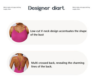 NUEVO 2024 Logotipo personalizado Bodysuits de mujer Espalda cruzada Moda Cintura alta Scrunch Legging Gimnasio Monos de Yoga de una pieza para mujeres - Product Image 2