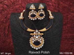 Rajwadi plaqué fantaisie style fête porter belle Kundan bijoux concepteur Kundan ensemble de collier court - Product Image 5