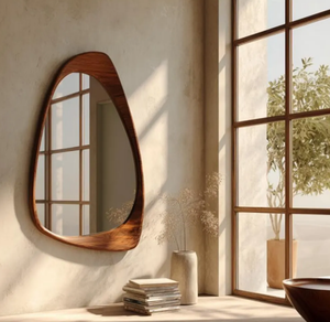 Miroir ovale moderne du milieu du siècle fait à la main cadre en bois élégant écologique léger Art déco Design décoration murale pour n'importe quelle pièce de la maison - Product Image 2