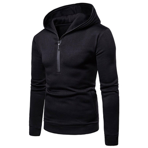 Personnalisé nouveau Style hommes 3/4 quart fermeture éclair jusqu'à Hoodies Polaire Doublé Casual Athlétique Sweats Pull gym sportswear à capuche - Product Image 1