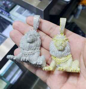 จี้เงินสเตอร์ลิงประดับเพชรสำหรับผู้ชายสุดพิเศษสำหรับห้องแล็บเครื่องประดับดีไซน์แบบฮิปฮอปสิงโตแบบกำหนดเอง - Product Image 4