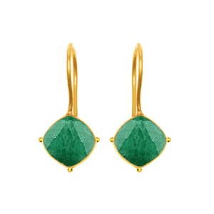 Pendientes colgantes de piedras preciosas con cojín de Esmeralda Vermeil y oro de Plata de Ley 925, bisel de estilo Vintage para mujer, regalo de boda - Product Image 1