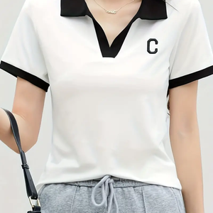 Camiseta bordada personalizada para mujer, Camiseta holgada sólida a la moda con cuello redondo de alta calidad para mujer, camiseta de manga larga para mujer - Product Image 4