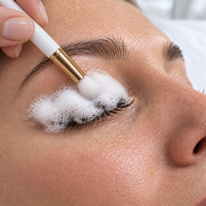 Nettoyant Moussant pour Cils avec Brosse Applicatrice Réutilisable, Design Blanc et Doré, pour Soins des Extensions de Cils - Product Image 4