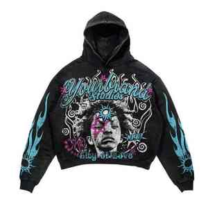 เสื้อฮู้ดแบบสวมหัวสำหรับผู้ชายผ้าฝ้าย100% แขนยาวบุขนแกะซับในโลโก้ตามสั่งใส่สบาย OEM ODM สไตล์สตรีทแวร์ - Product Image 4