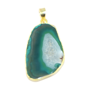 Pendentif en forme fantaisie en agate naturelle pour femmes, plaqué or 18 carats, en laiton, bijoux à la mode pour filles, vente en gros - Product Image 2