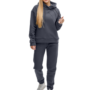 450 GSM Oversize 100% Sudadera con capucha de algodón y pantalones de chándal para mujer Chándal deportivo Jogging Running Pullover Chándales para mujer - Product Image 6