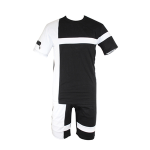 Ensemble de shorts de sport décontractés pour hommes, été, séchage rapide, respirant, polyester/coton, molleton, t-shirt et shorts, 2 pièces, service OEM disponible - Product Image 1