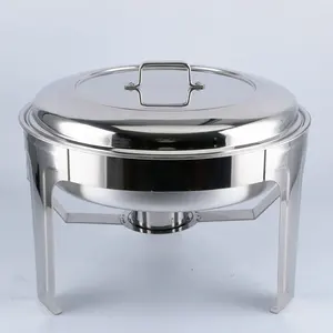 Restaurant Equipment 6Litres Sliver Stand Buffet Food warmer Catering Party Sliver All Steel Lid Round Chafing dish